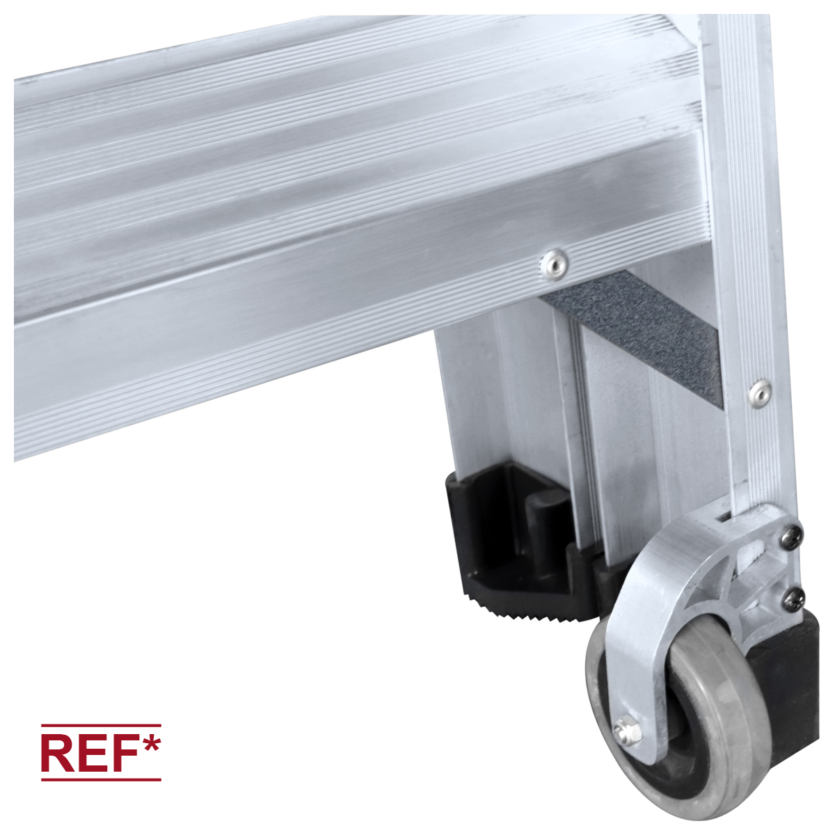 Determinadas referencias de la escalera de doble acceso COMFORT incorporan ruedas de desplazamiento de 80 mm de diámetro.