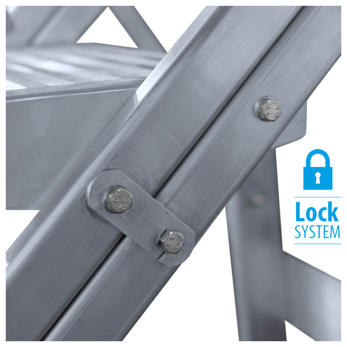 Sistema de seguridad incorporado en el taburete plegable BIG K-FOLD
