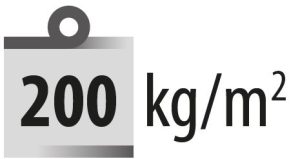 Carga máxima total permitida 200 kg/m²